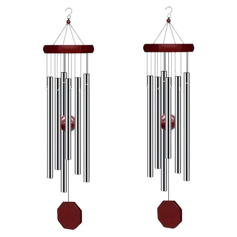 2 Pack PgzsyMemorial Wind Chimes Outdoor Large Deep Tone, Elegant Sympathy Wind-Chime Personalized w