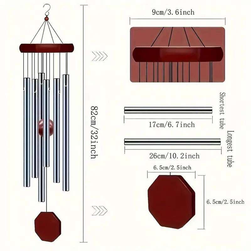 2 Pack PgzsyMemorial Wind Chimes Outdoor Large Deep Tone, Elegant Sympathy Wind-Chime Personalized w