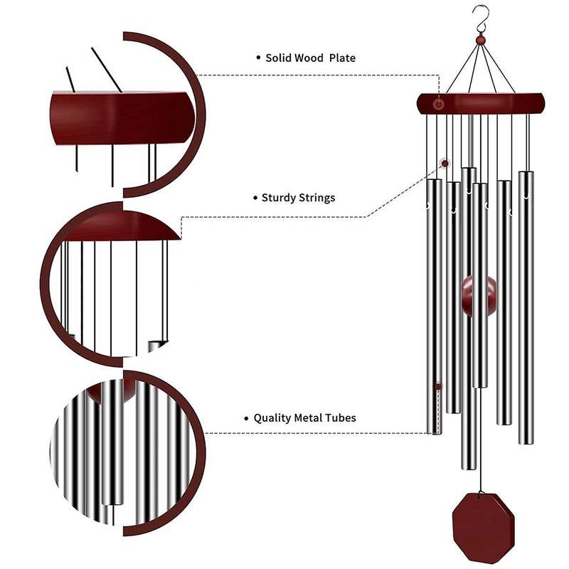 2 Pack PgzsyMemorial Wind Chimes Outdoor Large Deep Tone, Elegant Sympathy Wind-Chime Personalized w