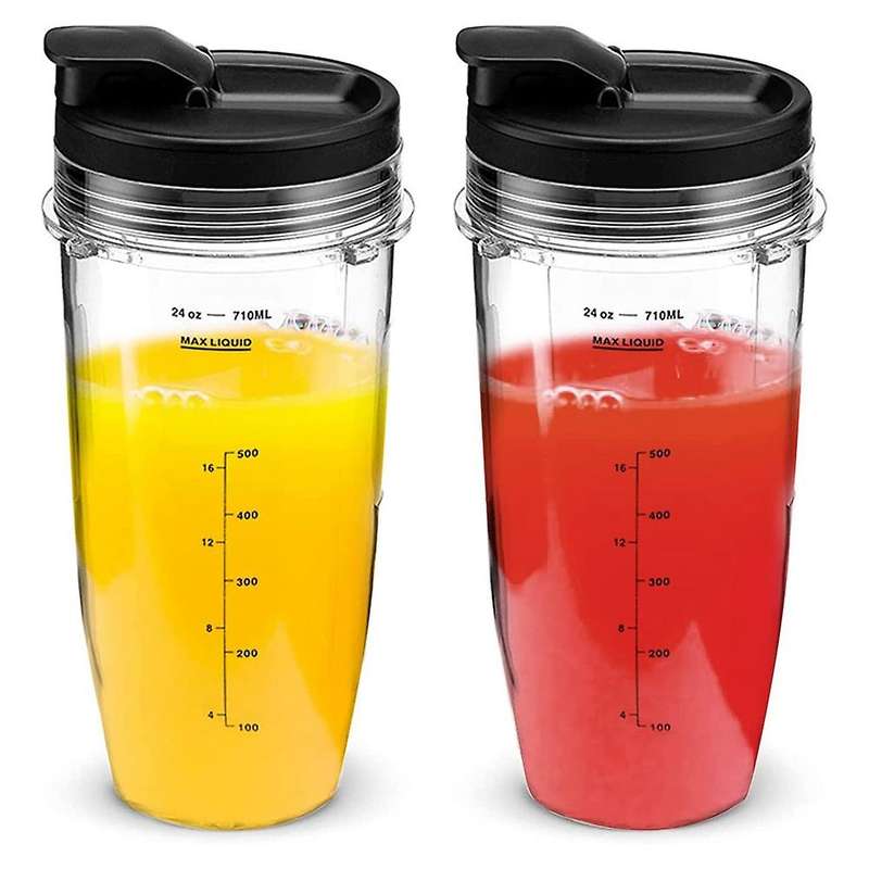 2 Pack Replacement 24 Oz Blender Cups with Lid for Nutri Ninja Auto IQ BL450 BL480 NN102 Blender Ac