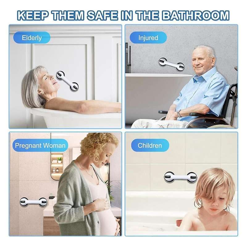 2 Pack Shower Handle 11.4 Inch Suction Shower Bar, Safety Bars for Shower Chair, Bathroom Grab Bar