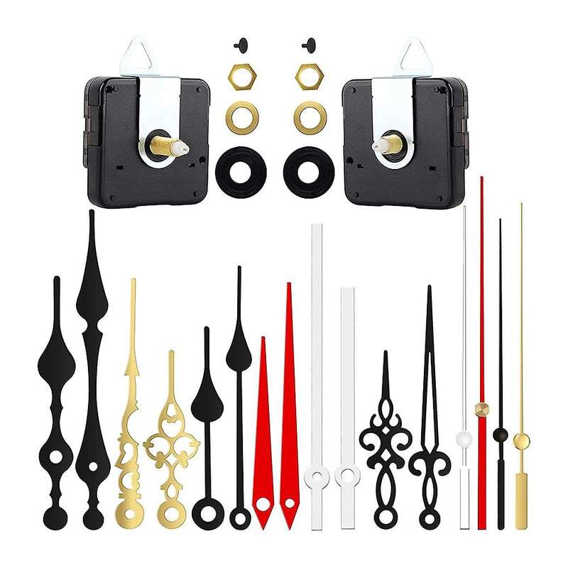 2 Pack Silent Quartz Clock Movement,Long and Short Axis Clock Mechanism,Wall Clock Motor Replacement