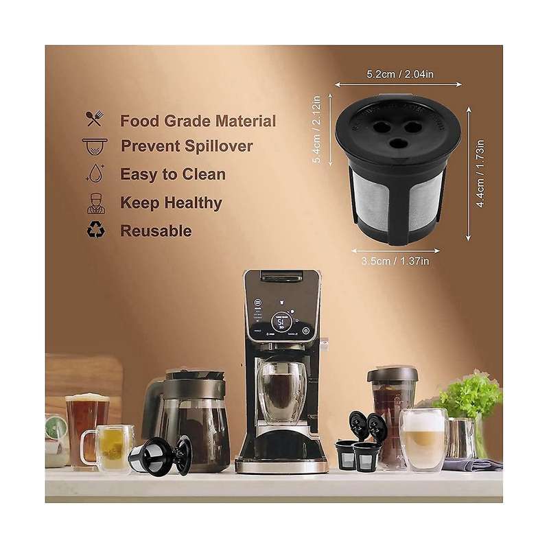 2 Pack Reusable Cone Coffee Filter & 4 Pack Reusable Coffee Pods for Ninja Dual Brew Coffee Maker