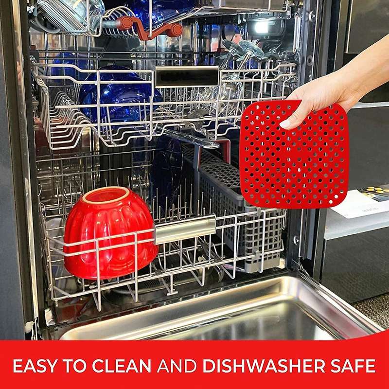 2 Pack Reusable Air Fryer Liners , Square, Non-Stick Silicone Air Fryer Basket Mats , Air Fryer Acc