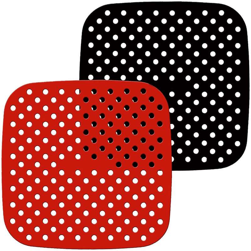 2 Pack Reusable Air Fryer Liners , Square, Non-Stick Silicone Air Fryer Basket Mats , Air Fryer Acc