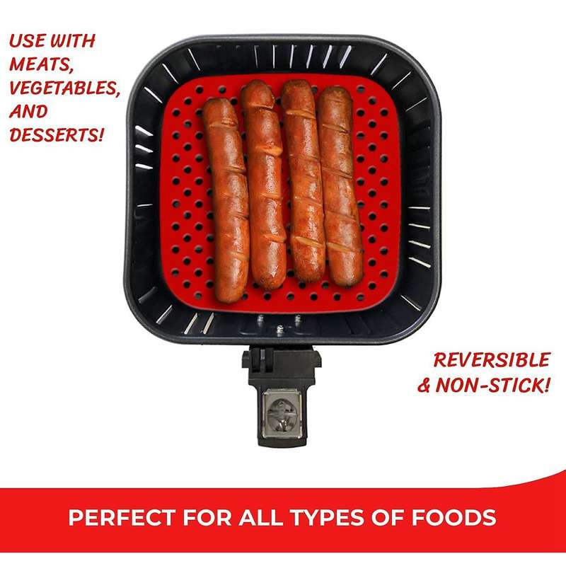 2 Pack Reusable Air Fryer Liners , Square, Non-Stick Silicone Air Fryer Basket Mats , Air Fryer Acc