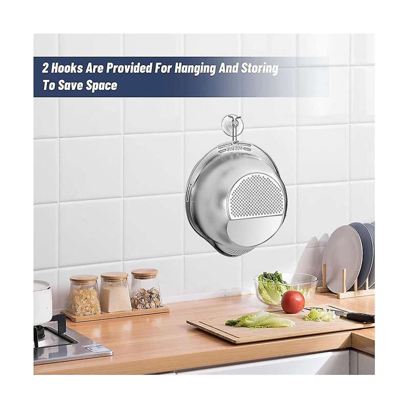 2 Pack Stainless Steel Rice Washing Bowls,sieve for Washing Rice and Vegetables,vegetables,with Sta