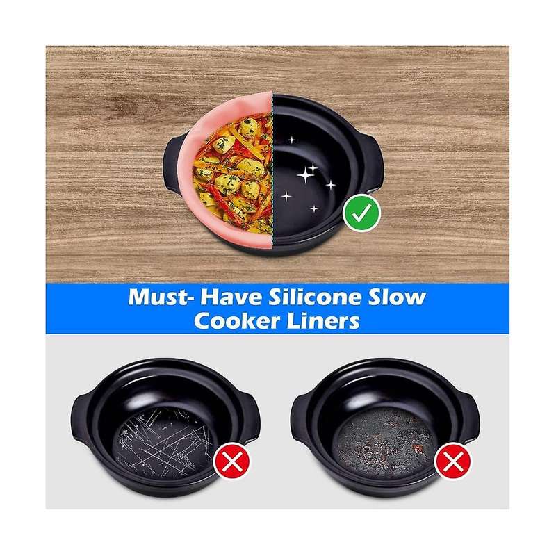 2 Pack Slow Cooker Liners - Reusable Cooker Divider, Silicone Cooking Bags Fit 6 Quarts Pot (grey+p