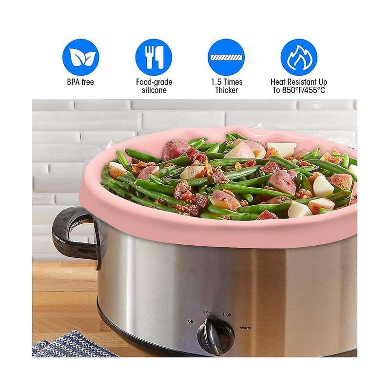 2 Pack Slow Cooker Liners - Reusable Cooker Divider, Silicone Cooking Bags Fit 6 Quarts Pot (grey+p