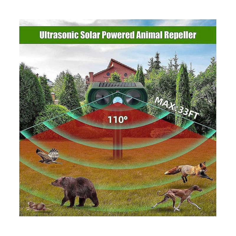 2 Pack Solar Animal Repeller Outdoor,waterproof Ultrasonic Animal Repellent with Motion Detection