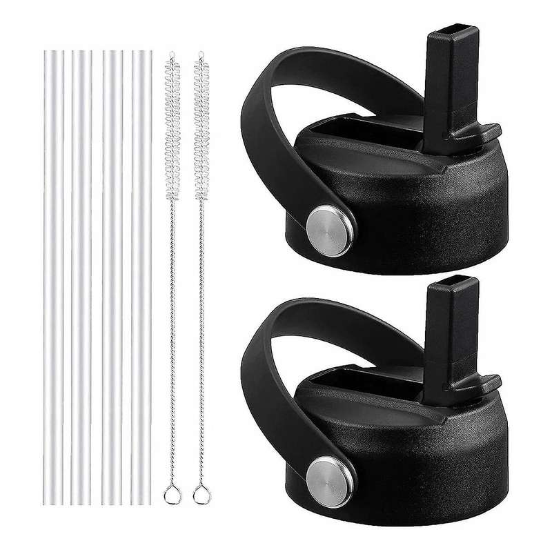 2 Pack Straw Lid for Wide Mouth 12oz 18oz 32oz 40oz 64oz,flexible Handle Replacement Lid Straws