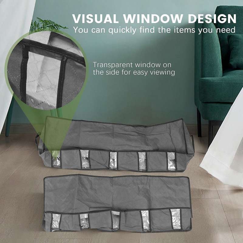 2 Pack Underbed Bag,clothes Bag Clear Window,for Clothes/blanket