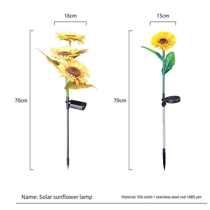 2 Pack Sunflower Solar Light Outdoor Waterproof LED Solar Light Lawn Landscape Light Courtyard Pathw