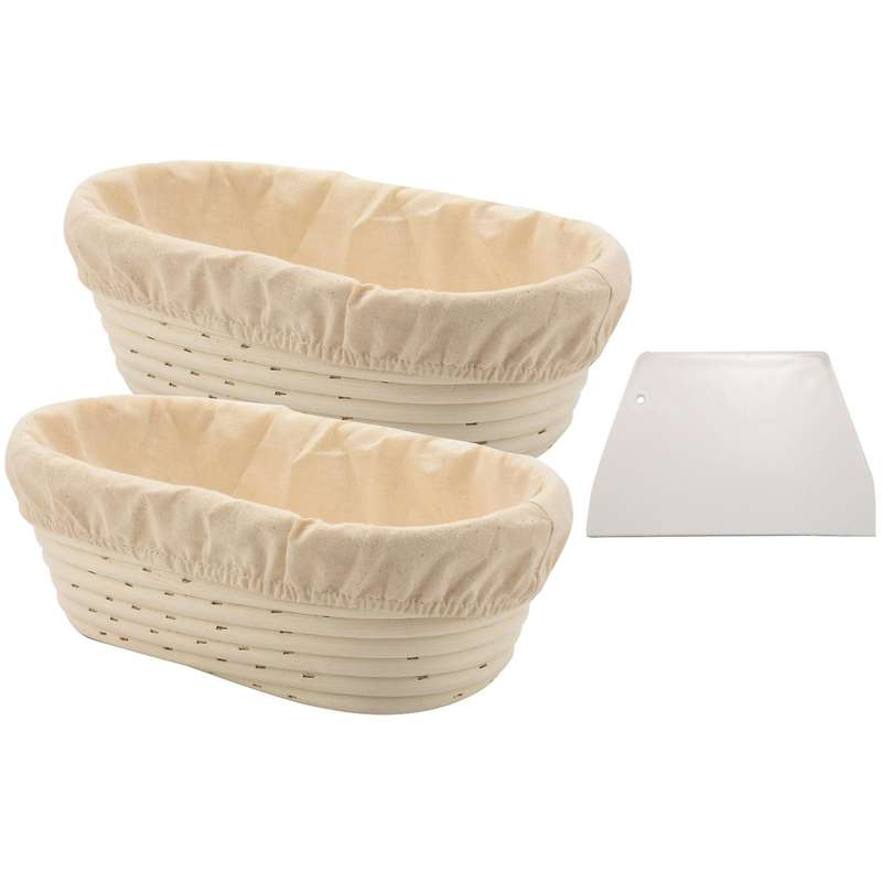 2 Packs 10 Inch Oval Shaped Bread Proofing Basket - Baking Dough Bowl Gifts for Bakers Proving Bask