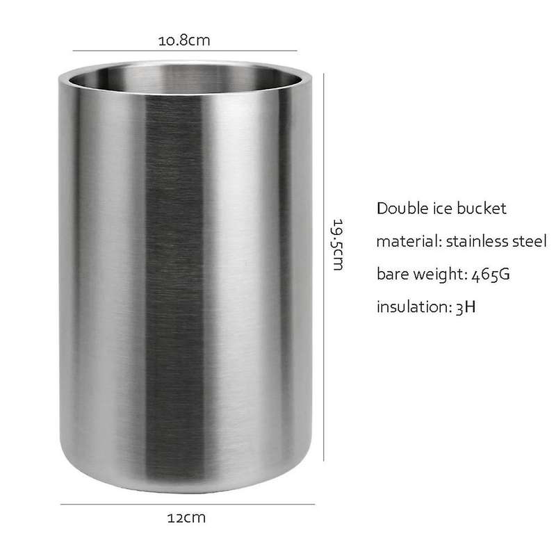 2 Pack Wine Cooler 1.6l Stainless Steel Ice Bucket Champagne Wine Bottle Cooler for Bar Kitchen Hom