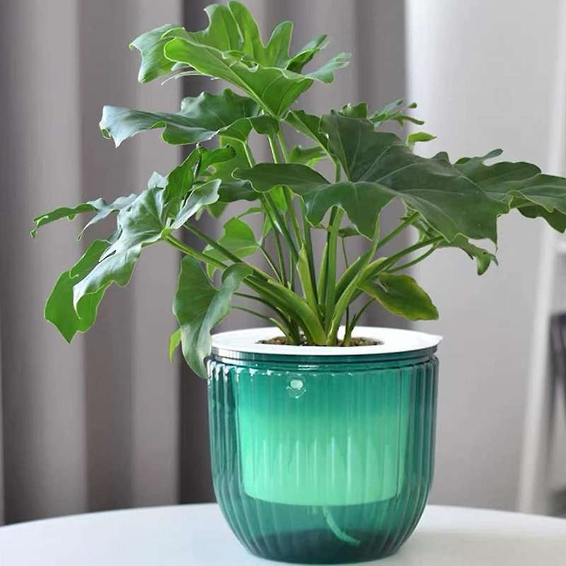 2 Pack Watering Planters Indoor Hanging Flower Pots, 6.5 Inch Outdoor Hanging Plant Pot Basket ()