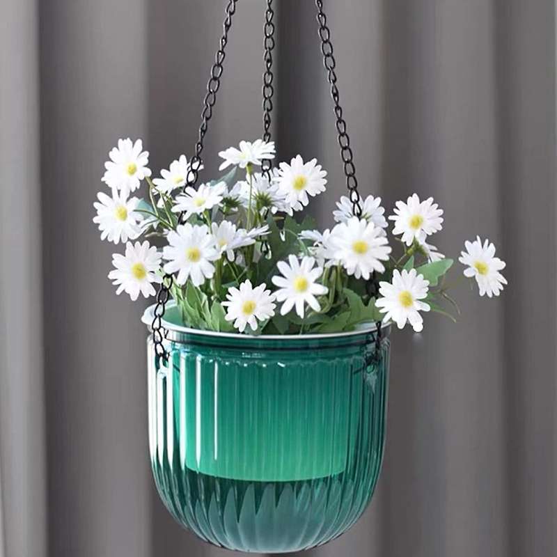 2 Pack Watering Planters Indoor Hanging Flower Pots, 6.5 Inch Outdoor Hanging Plant Pot Basket ()