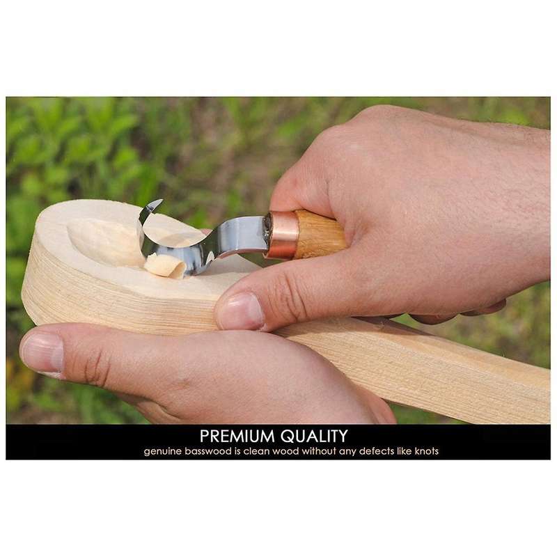 2 Pack Wood Carving Spoon Blank Walnut Unfinished Wooden Craft Whittling Kit for Beginner Kids