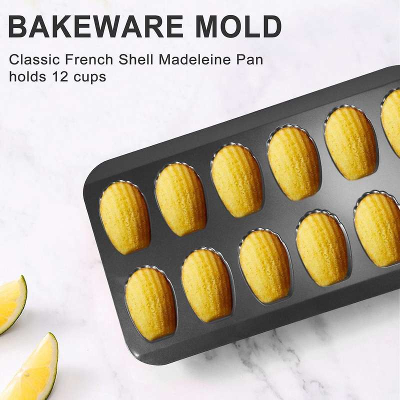 2 Packs Non-stick Madeleine Pot, Baking Mold 12 with Shell Cake Baking Tray Chocolate Non-stick Bak