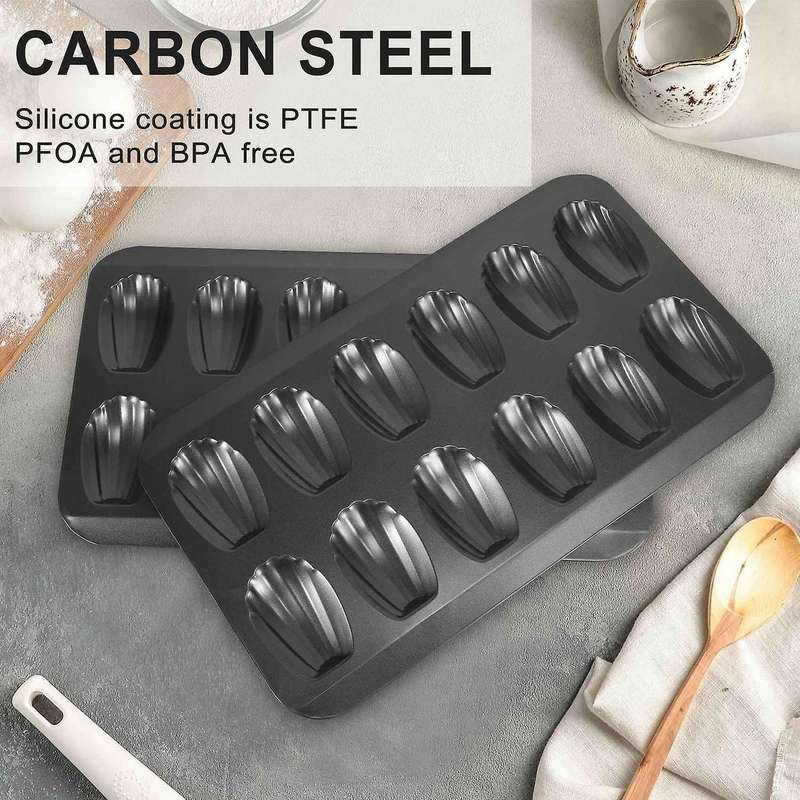 2 Packs Non-stick Madeleine Pot, Baking Mold 12 with Shell Cake Baking Tray Chocolate Non-stick Bak