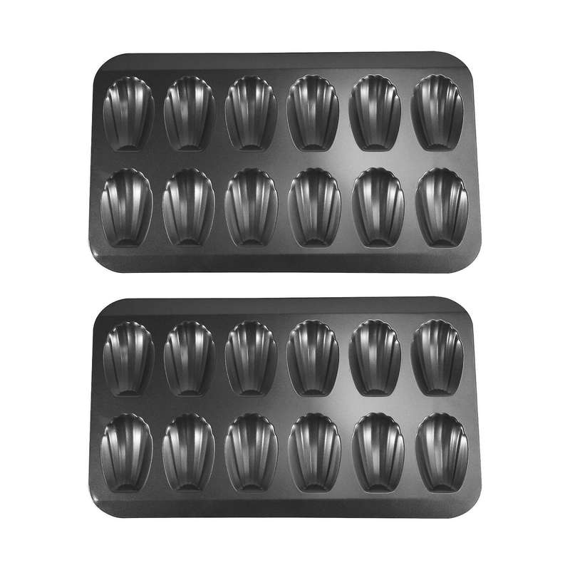2 Packs Non-stick Madeleine Pot, Baking Mold 12 with Shell Cake Baking Tray Chocolate Non-stick Bak
