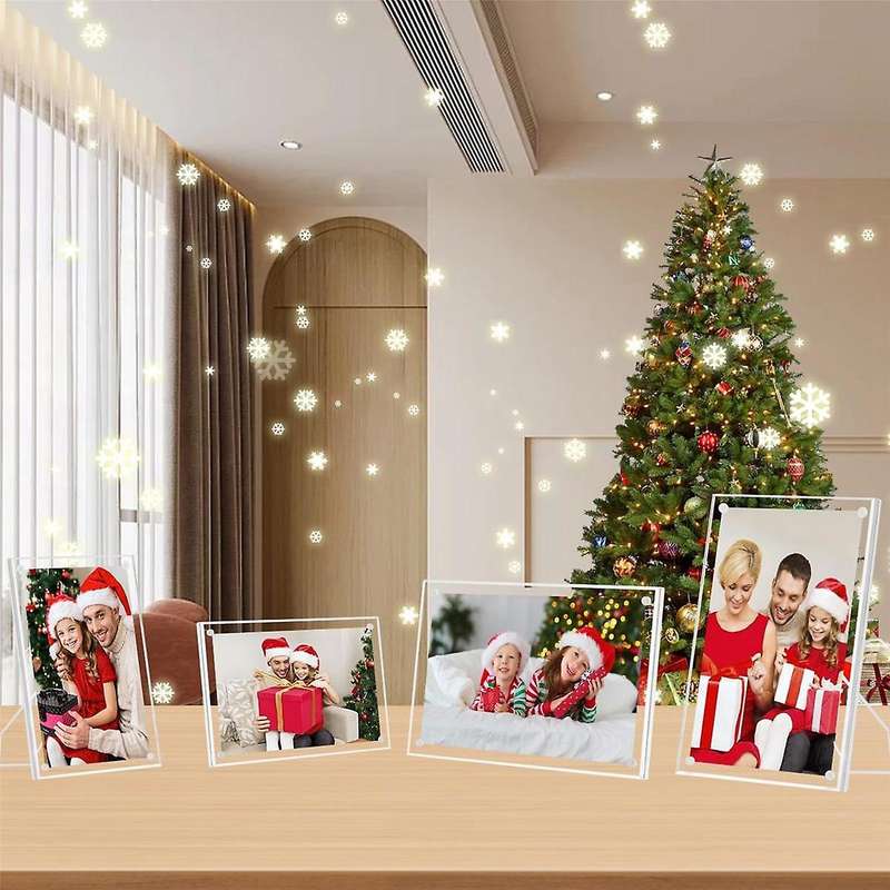 2 Packs 5x7 Inch Acrylic Picture Frames with Stand, Clear Magnetic Photo Frame, Frameless Tabletop