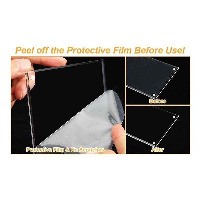 2 Packs 5x7 Inch Acrylic Picture Frames with Stand, Clear Magnetic Photo Frame, Frameless Tabletop