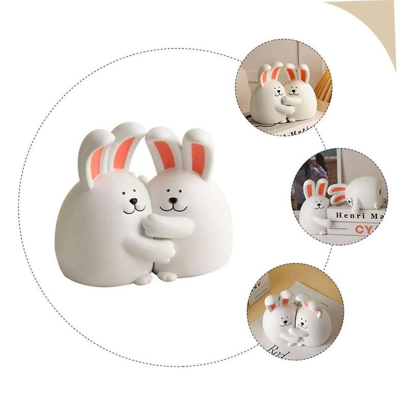 2 Pair Hug Rabbit Bookend Rabbit Book Stand Crafted Book Ends Bookends Holders Animal