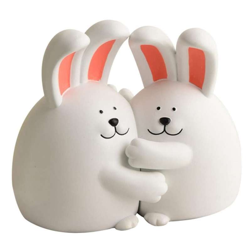 2 Pair Hug Rabbit Bookend Rabbit Book Stand Crafted Book Ends Bookends Holders Animal