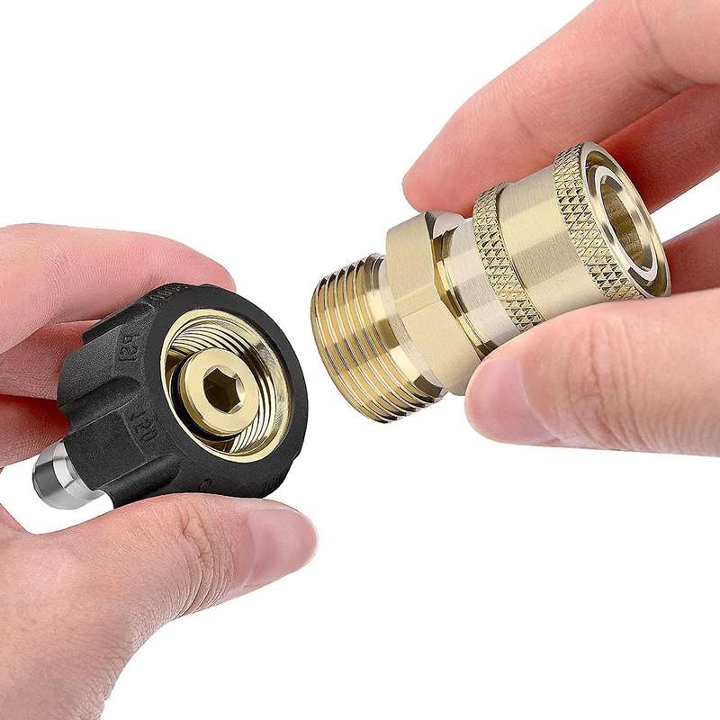 2 Pairs of M22 High Pressure Washer Quick Connection, M22 (M22-14MM) to 1/4 Inch Quick Connection, 5