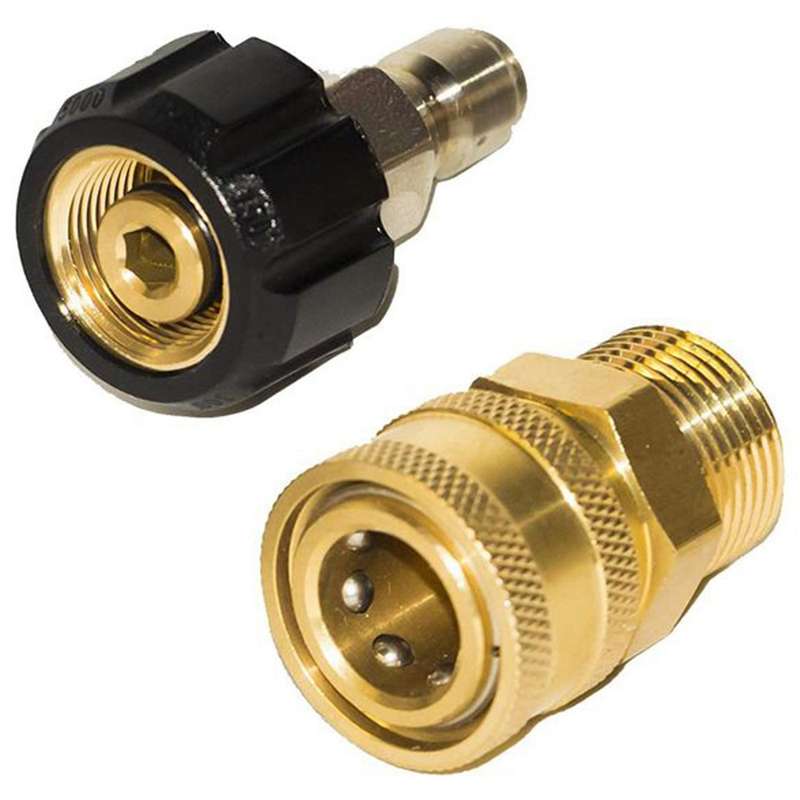 2 Pairs of M22 High Pressure Washer Quick Connection, M22 (M22-14MM) to 1/4 Inch Quick Connection, 5
