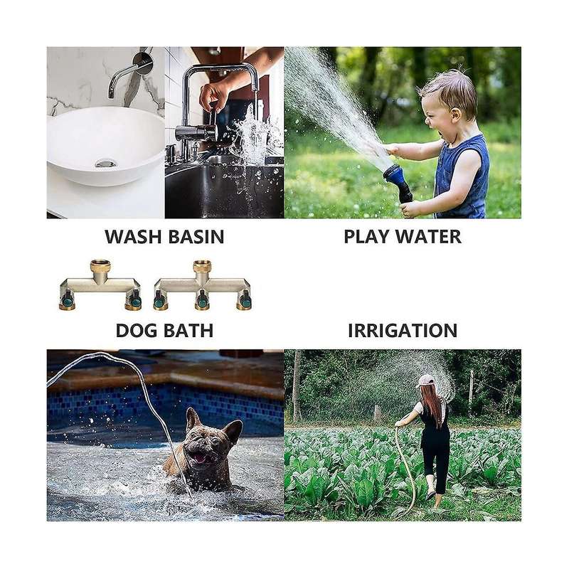 2 Path Valve for Garden Kitchen Tap, Brass Water Distributor Twice with A Ball Tap, European Standa