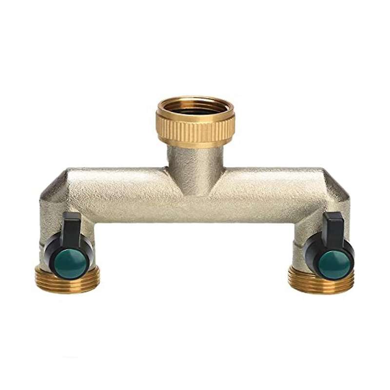 2 Path Valve for Garden Kitchen Tap, Brass Water Distributor Twice with A Ball Tap, European Standa