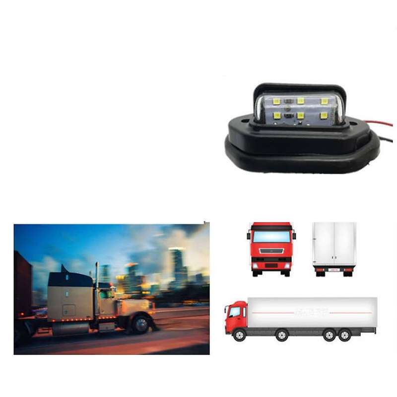 2 Pcs 10-30V 6 LED License Plate Light for Truck Truck Lorry Travel Trailer