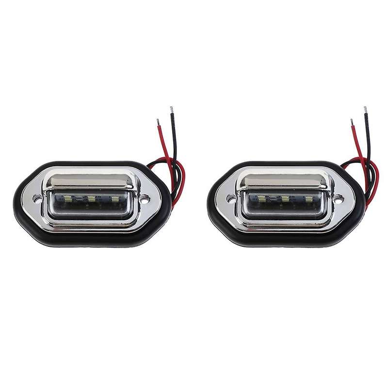 2 Pcs 10-30V 6 LED License Plate Light for Truck Truck Lorry Travel Trailer