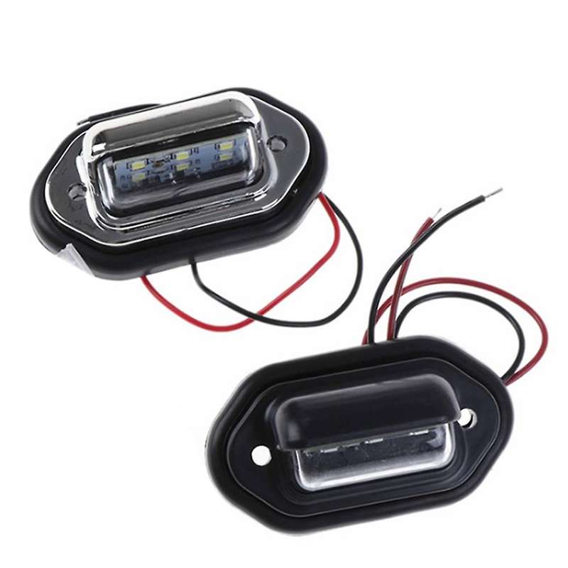 2 Pcs 10-30V 6 LED License Plate Light for Truck Truck Lorry Travel Trailer