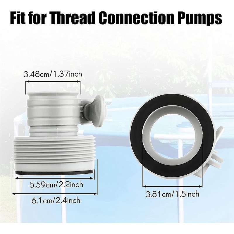2 Pcs 1.5 Inches 59 Inches Long Above Ground Pool Replacement Hoses with 2 Hose Adapters for Pool S