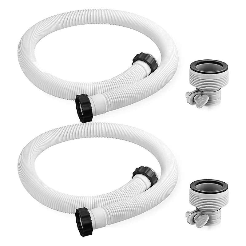 2 Pcs 1.5 Inches 59 Inches Long Above Ground Pool Replacement Hoses with 2 Hose Adapters for Pool S
