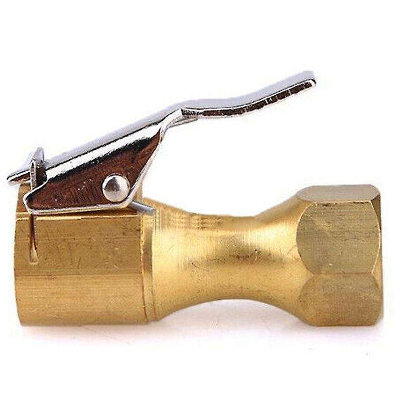 2 PCS 1/4 inch NPT Straight Brass Lock-on Tire Inflator Air Female Chuck with Clip 80PSI