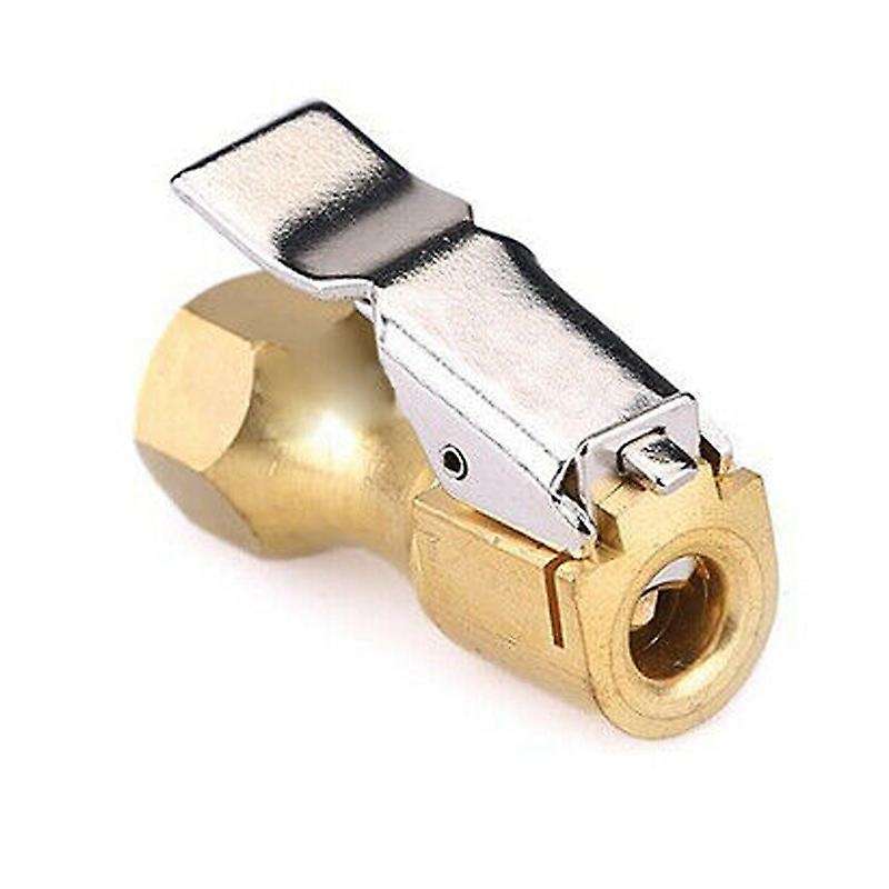 2 PCS 1/4 inch NPT Straight Brass Lock-on Tire Inflator Air Female Chuck with Clip 80PSI