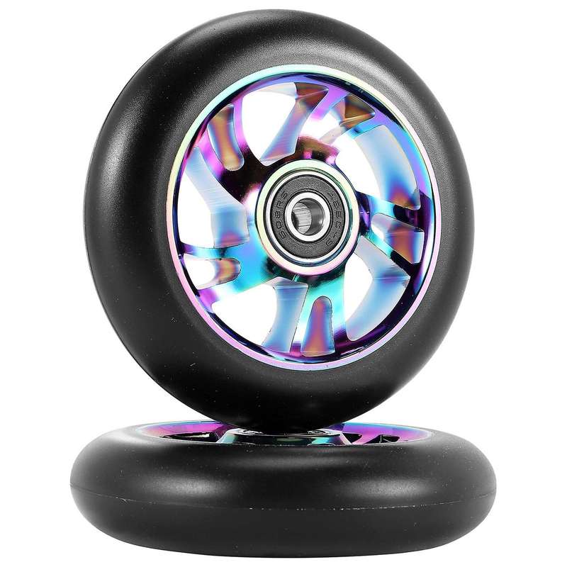 2 Pcs 100mm Scooter Replacement Wheels with Stunt Scooter Pu Wheels for Rocking , Extreme