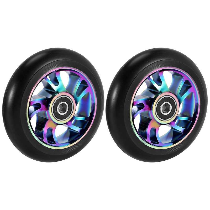 2 Pcs 100mm Scooter Replacement Wheels with Stunt Scooter Pu Wheels for Rocking , Extreme