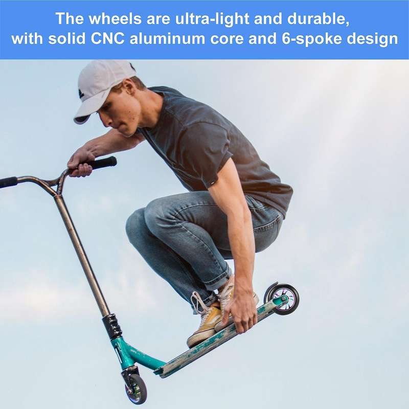 2 Pcs 100mm Scooter Replacement Wheels with Stunt Scooter Pu Wheels for Rocking , Extreme