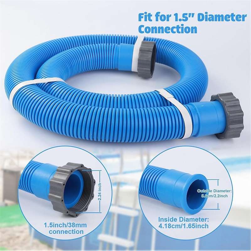 2 Pcs 1.5 Inches 59 Inches Pool Hoses for Above Ground Pools with 2 Hose Adapters, Pool Pump Hose Ac
