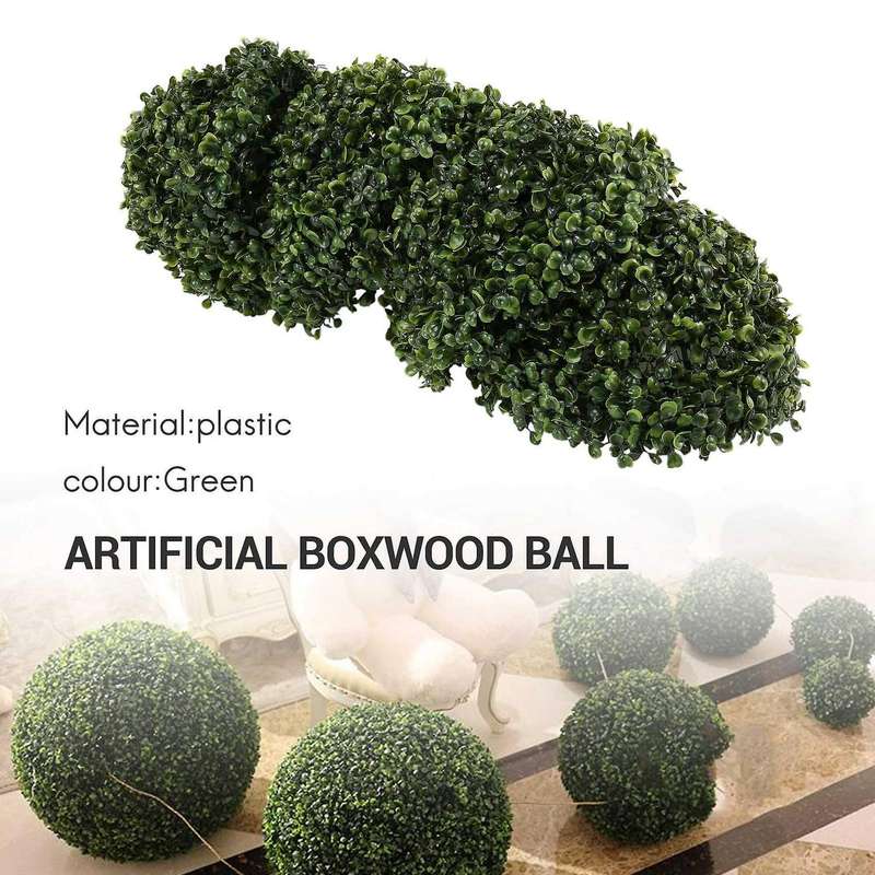 2 Pcs 11 Inch Artificial Plant Topiary Ball Faux Boxwood Decorative Balls for Backyard,balcony,gard