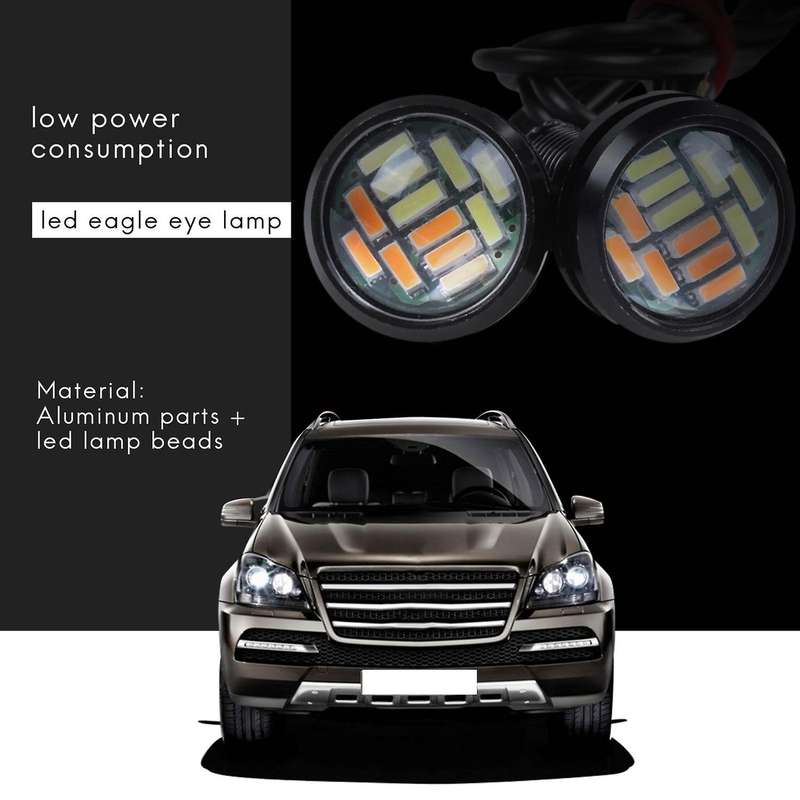 2 Pcs 12V 23Mm Dual Color Switchback 12 Led Eagle Eye Daytime Light