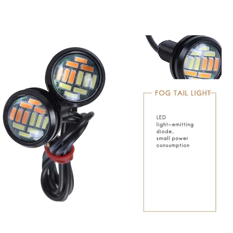 2 Pcs 12V 23Mm Dual Color Switchback 12 Led Eagle Eye Daytime Light