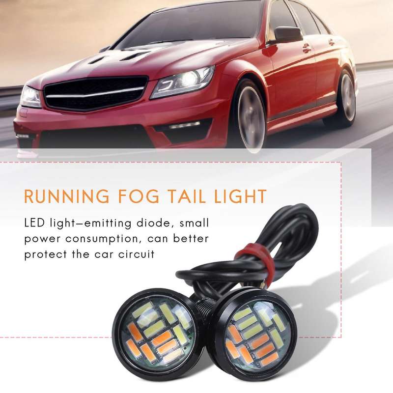 2 Pcs 12V 23Mm Dual Color Switchback 12 Led Eagle Eye Daytime Light