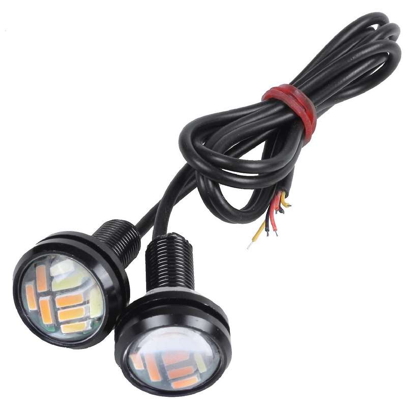2 Pcs 12V 23Mm Dual Color Switchback 12 Led Eagle Eye Daytime Light