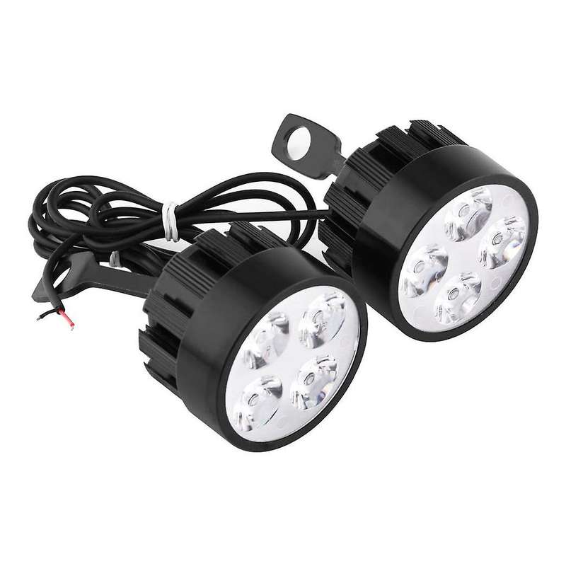 2 Pcs 12V 24W Motorcycle Spotlights Led Headlights, 4 Universal Motorcycle Driving Headlights-Black